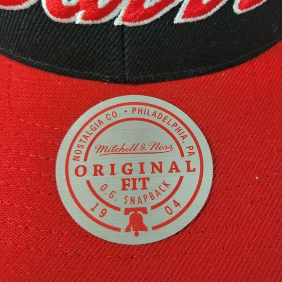 Chicago Bulls Hat Cap Snap Back Mitchell & Ness NBA Basketball Script Mens OS - Picture 2 of 11